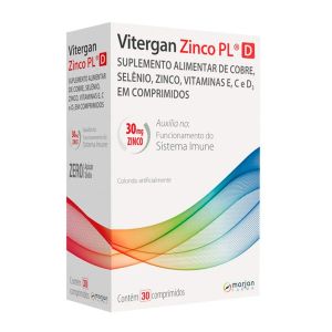 Suplemento Alimentar Vitergan Zinco PL D Com 30 Comprimidos Marjan