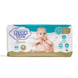 Fralda Descartável Premium Tamanho Pequeno Com 40 Unidades Flock Baby
