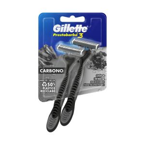 Aparelho Descartável Para Barbear Prestobarba 3 Carbono Com 2 Unidades Gillette