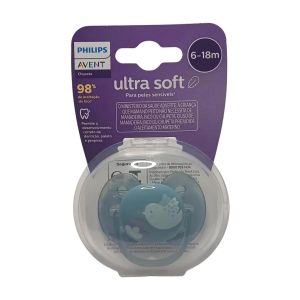 Chupeta Avent Ultra Soft Unitária Decorada 6-18M Azul - Philips