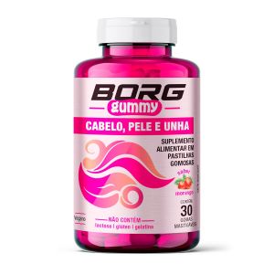 Borg Gummy Para Cabelo Pele E Unha Morango Com 30 Gomas Matigáveis