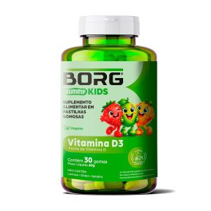 BORG Gummy Kids Viamina D3 Limão + Laranja + Morango 30 Gomas Mastigáveis
