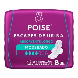 Absorvente Para Escapes De Urina Longo Moderado 8 Unidades Poise