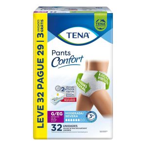 Roupa Íntima Tena Pants Confort G/EG Leve 32 Pague 29 Unidades