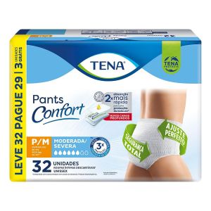 Roupa Íntima Tena Pants Confort P/M Leve 32 Pague 29 Unidades