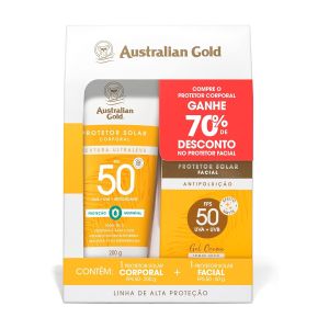 Kit Protetor Solar Facial Fps50 50g + Protetor Solar Corporal Fps50 200g Australian Gold