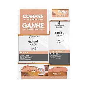 Kit Episol Color Fps50 Pó Compacto Tom 3 + Episol Color Fps70 Protetor Solar Tom 3 Mantecorp Skincare