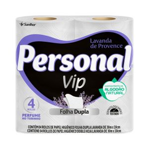 Papel Higiênico Personal VIP Folha Dupla Lavanda Com 4 Rolos de 30m