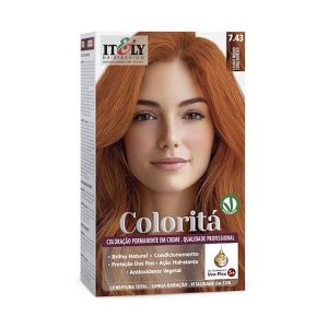 Coloração Permanente Em Creme Coloritá Color 7.43 Louro Médio Cobre Dourado Itely Hair Fashion