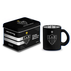 Caneca De Vidro Diamond Metalic Times 300ml Atlético Brasfoot