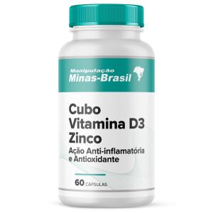 Cubo Vit D3 Zinco Ação Anti-inflamatória e Antioxidante 60 Cápsulas