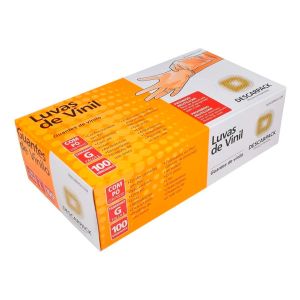Luva de Vinil Descarpack Tamanho G Com 100 Unidades