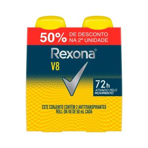 Kit Desodorante Antitranspirante Roll On 50ml Men V8 Rexona