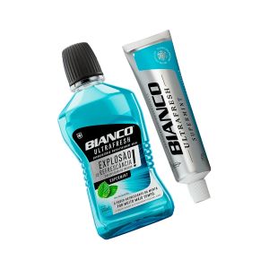 Kit Enxaguante Bucal 500ml + Creme Dental 70g Supermint Bianco