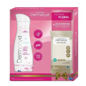 Dermacyd Femina Floral 200ml + Lenço Íntimo Umedecido Dermacyd Neutralize 16 Unidades