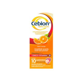 Vitamina C Efervescente Cebion Sabor Laranja Tripla Ação 10 comprimidos