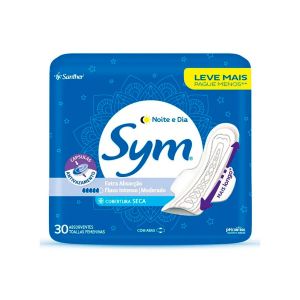 Absorvente Sym Noite E Dia Extra Absorção Cobertura Seca Abas 30 Unidades