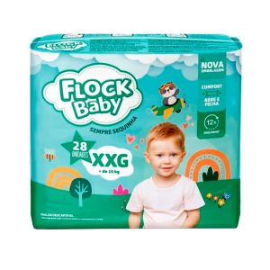 Fralda Descartável Sempre Sequinha Xxg 28 Unidades Flock Baby