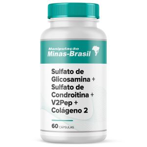 Glicosamina + Condroitina + V2Pep + Colágeno II – 60 Cápsulas