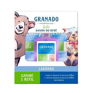 Kit Granado Bebê Banho Do Bebê Lavanda Sabonete De Glicerina 250ml + 2 Refis De Sabonete De Glicerina 250ml Cada