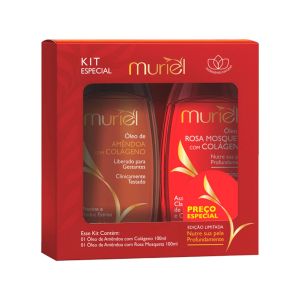 Kit Muriel Óleo Corporal Amêndoa E Colágeno 100ml + Óleo Corporal Rosa Mosqueta E Colágeno 100ml