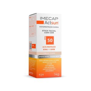 Protetor Solar Facial Stick Fqm Imecap Actsun Fps50 Claro 14g