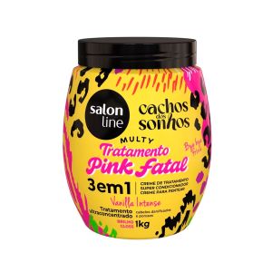 Creme De Tratamento 3 Em 1 Salon Line Multy Tratamento Pink Fatal Cachos Dos Sonhos 1kg