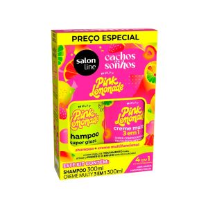 Kit Shampoo + Creme Multy 3 Em 1 Salon Line Multy Pink Lemonade Cachos Dos Sonhos 300ml Cada