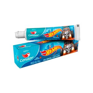 Gel Dental Condor Flúor Kids+ Hot Wheels Morango 50g