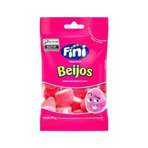 Balas De Gelatinas Fini Beijos Sabor Morango E Nata 35g
