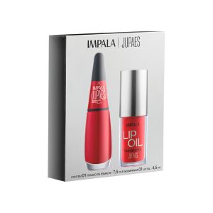 Kit Impala Esmalte Ju Paes Xeque-Mate Cremoso 7,5ml + Lip Oil Hidratante Ju Paes Vermelho Translúcido 4,5ml