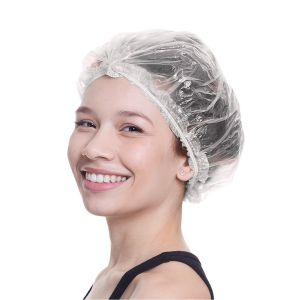 Touca Plástica Transparente Descartável Santa Clara Para Banho 50 Unidades