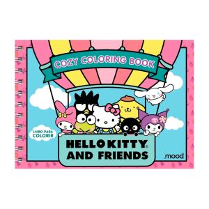 Livro De Colorir Mood Cozy Coloring Book Hello Kitty And Friends + Unhas Infantis Belezze Kids 12 Unidades
