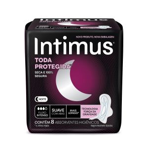 Absorvente Intimus Noturno Toda Protegida Abas Cobertura Suave 8 Unidades
