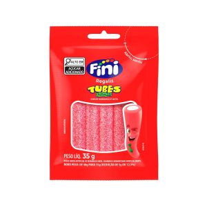 Balas Fini Regaliz Tubes Azedinhos Sabor Morango E Nata 35g