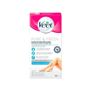 Folhas Depilatórias Veet Pure E Fresh Pele Delicada 12 Unidades + 2 Lenços Umedecidos