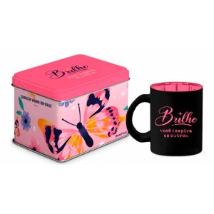 Caneca De Vidro Diamond Metalic Lata 300ml Brilhe Você Inspira Brasfoot