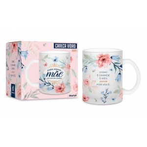 Caneca De Vidro Diamond Para Minha Mãe Com Carinho 300ml Brasfoot