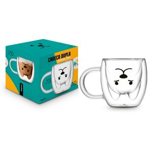 Caneca De Vidro Duplo Cachorro 200ml Brasfoot