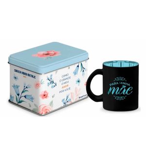 Caneca Vidro Brasfoot Para Minha Mãe Todo Meu Carinho Diamond Metálic 300ml