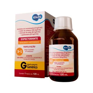 Expectorante Xarope 2mg/5ml + 100mg/5ml + 20mg/5ml + 30mg/5ml Caramelo E Framboesa 120ml Genérico Ems
