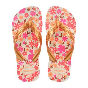 Sandália Havaianas Infantil Flores Bege / Dourado 35/36