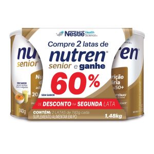 Kit Suplemento Alimentar Nutren Senior Nutrição Diária Adultos 50+ Sem Sabor 1,48kg