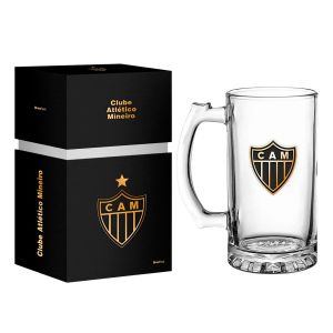 Caneca De Vidro Brasfoot Berlim Iron Atlético Série Ouro Times 480ml