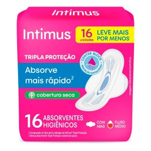 Absorvente Intimus Gel Tripla Proteção Seca Com Abas Leve 16 Pague 14