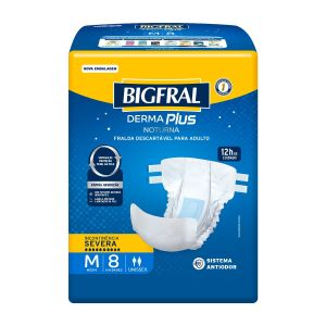 Fralda Geriátrica Descartável Bigfral Noturna Tamanho Médio Com 8 Unidades