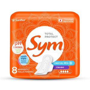 Absorvente Sym Total Protect Cobertura Seca Abas 8 Unidades