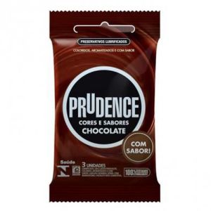 Preservativos Prudence Cores e Sabores Chocolate Com 03 Unidades
