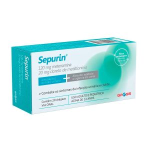 Sepurin 120mg Metenamina E 20mg Cloreto de Metiltionínio Com 20 Drágeas