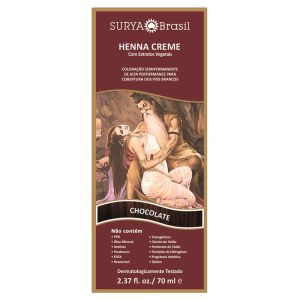 Tintura Surya Brasil Henna Creme Chocolate Coloração e Tratamento Cósmetico Capilar Com 70 ML